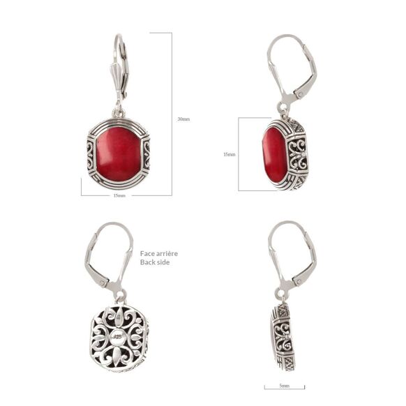 Mother of Pearl Red Earrings. Silver. Best Selling French Brand, Aden Bijoux.
