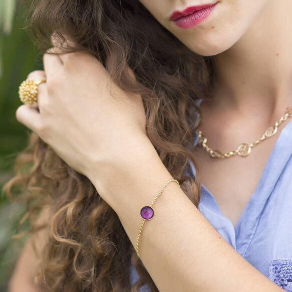 Faceted Purple Amethyst and Gold Bracelet. Best Selling French Brand, Aden Bijoux