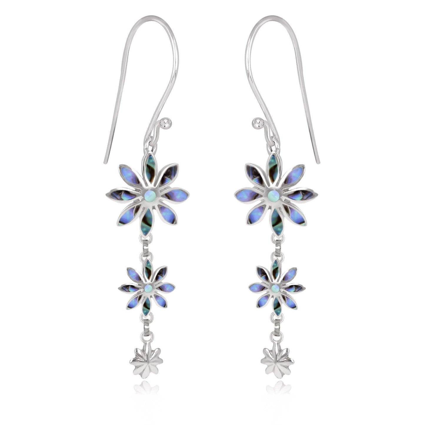 Mother of Pearl Jewelry Flower Earrings. Silver. Best Selling French Brand, Aden Bijoux.
