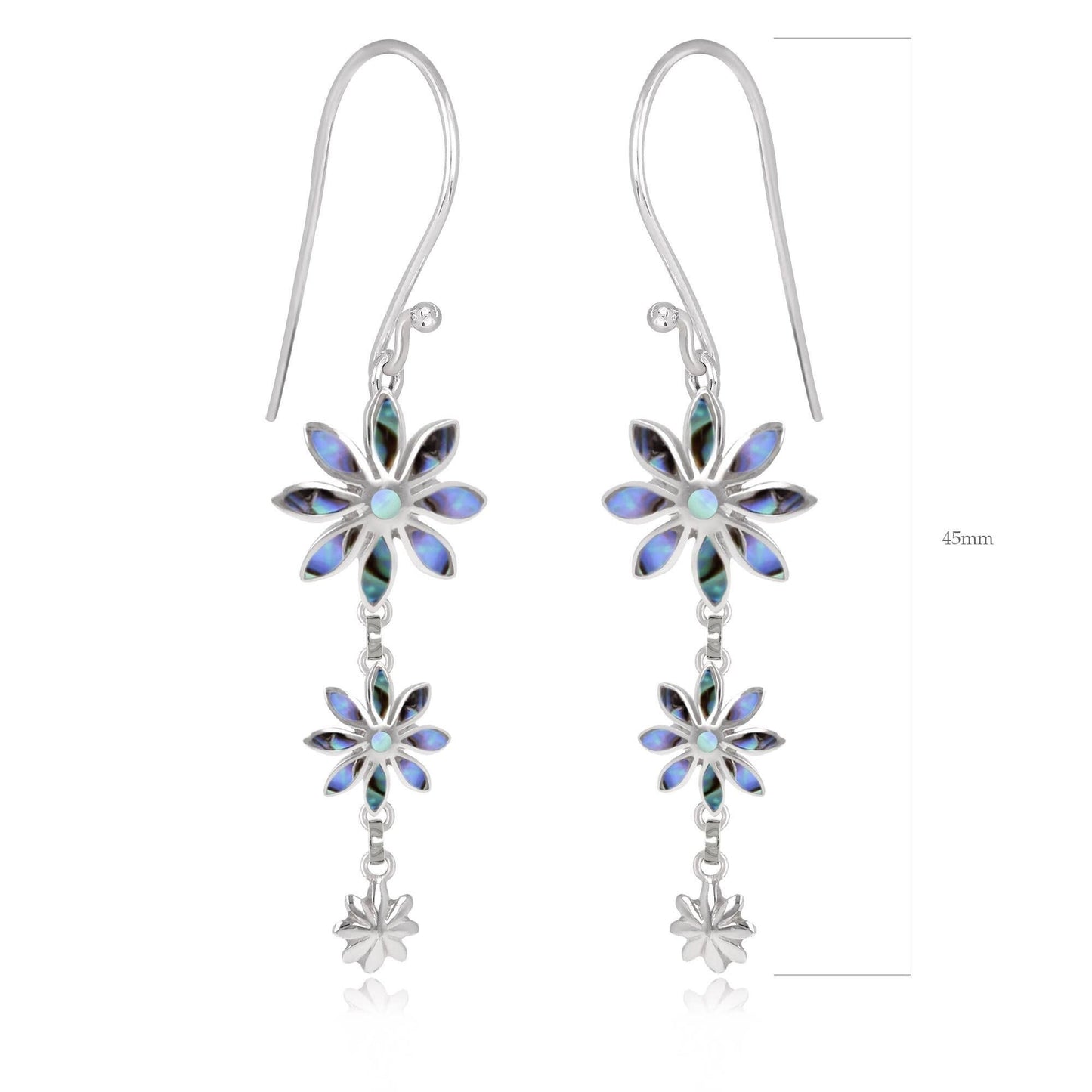 Mother of Pearl Jewelry Flower Earrings. Silver. Best Selling French Brand, Aden Bijoux.