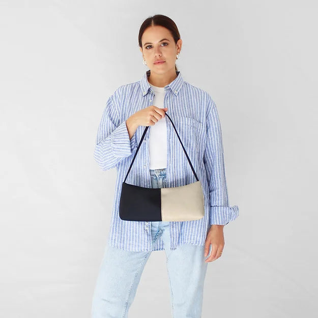 Reliee Bags. Gemma Vegan Leather Black and White Handbag