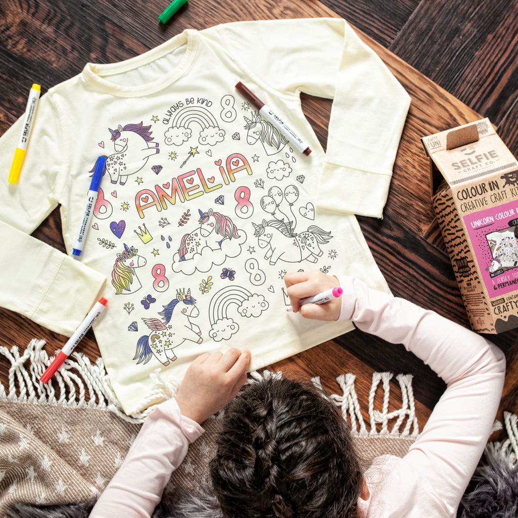 Unicorn Kids Colour In Top by Selfie Clothing
