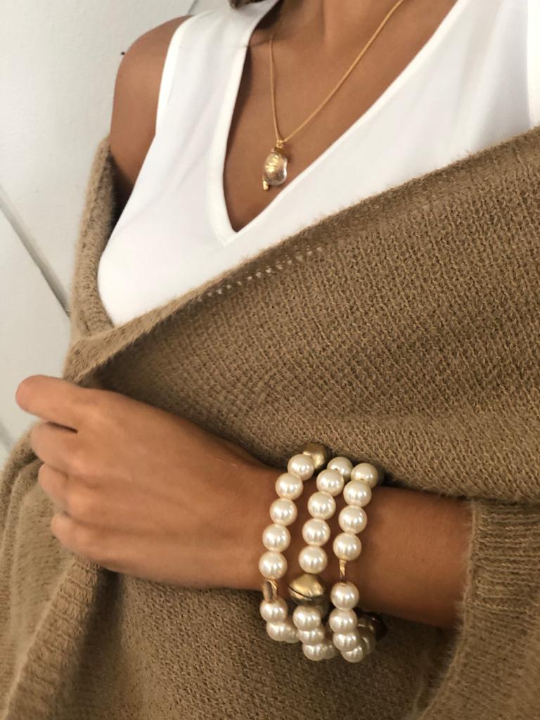 MARILIA CAPISANI - Recycled Paper and Pearls Fashion Necklace