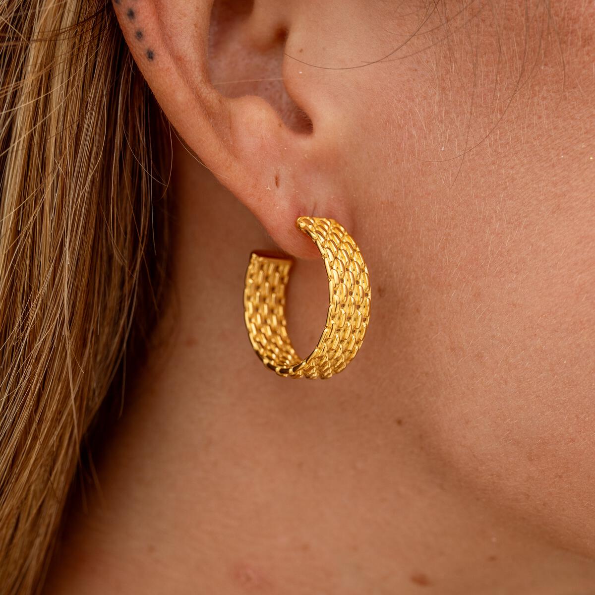 Out of Sea Gold Hoop Earrings, Waterproof Jewelry By ALCO.