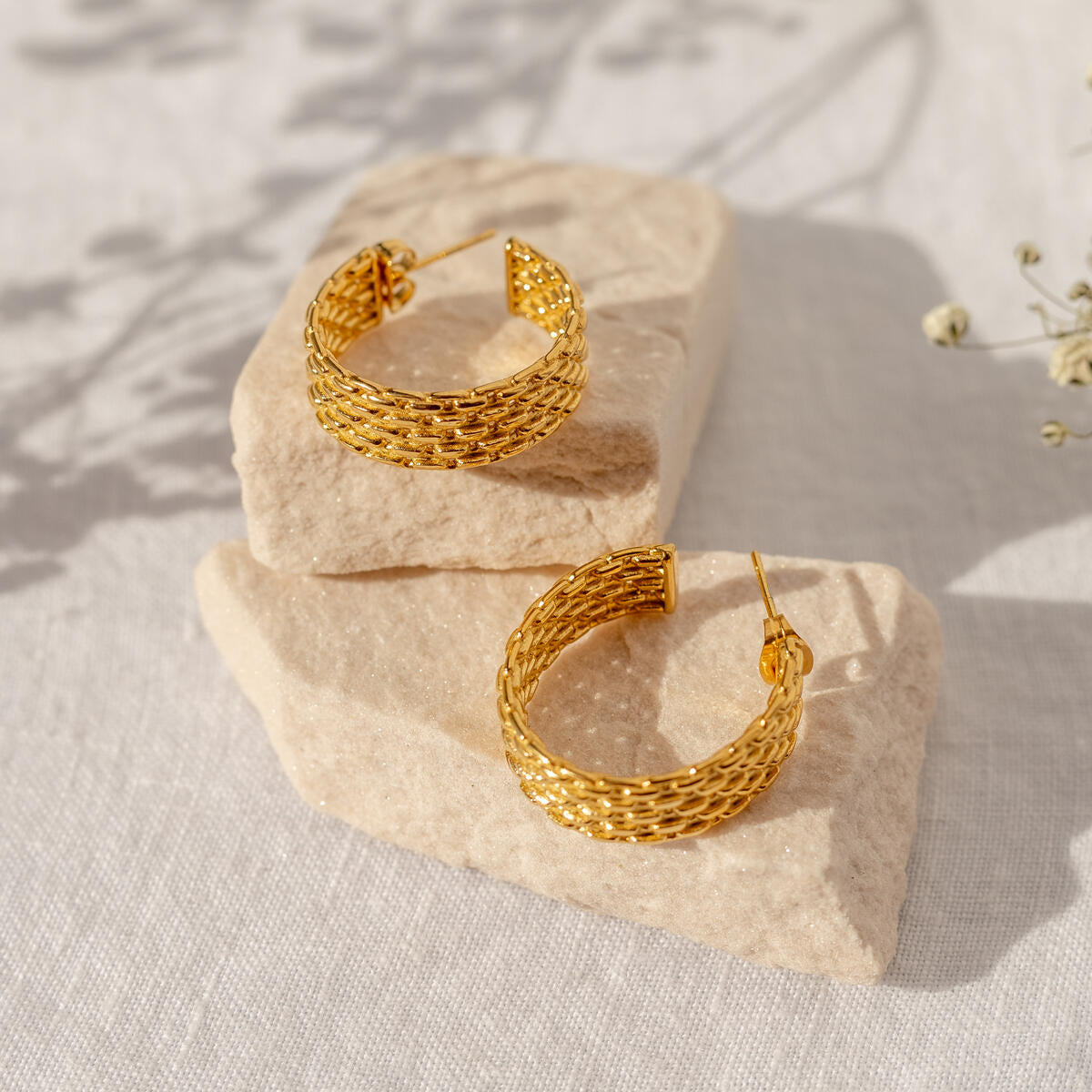 Out of Sea Gold Hoop Earrings, Waterproof Jewelry By ALCO.