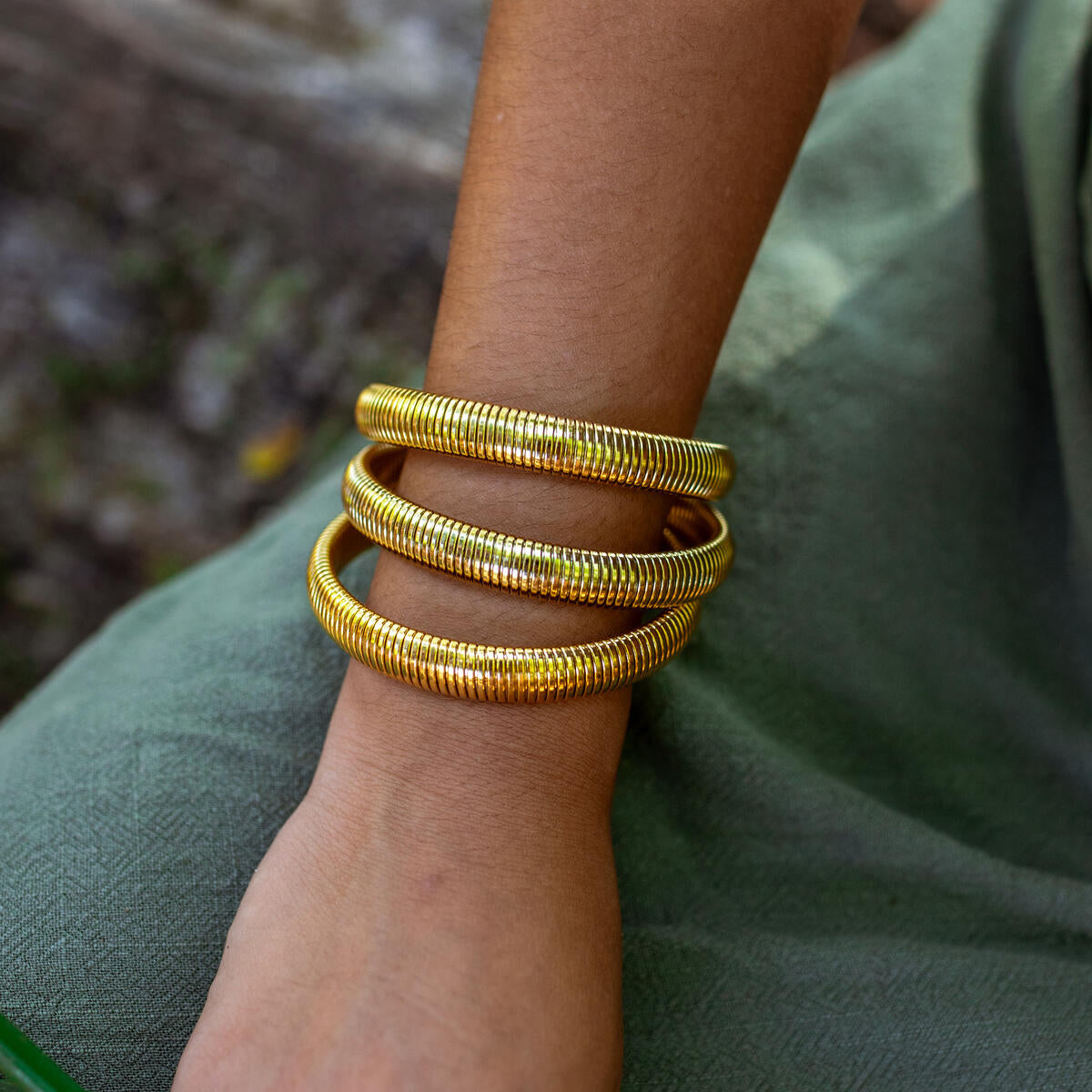 Earthbound Gold Bangle Bracelet. By ALCO Jewelry.