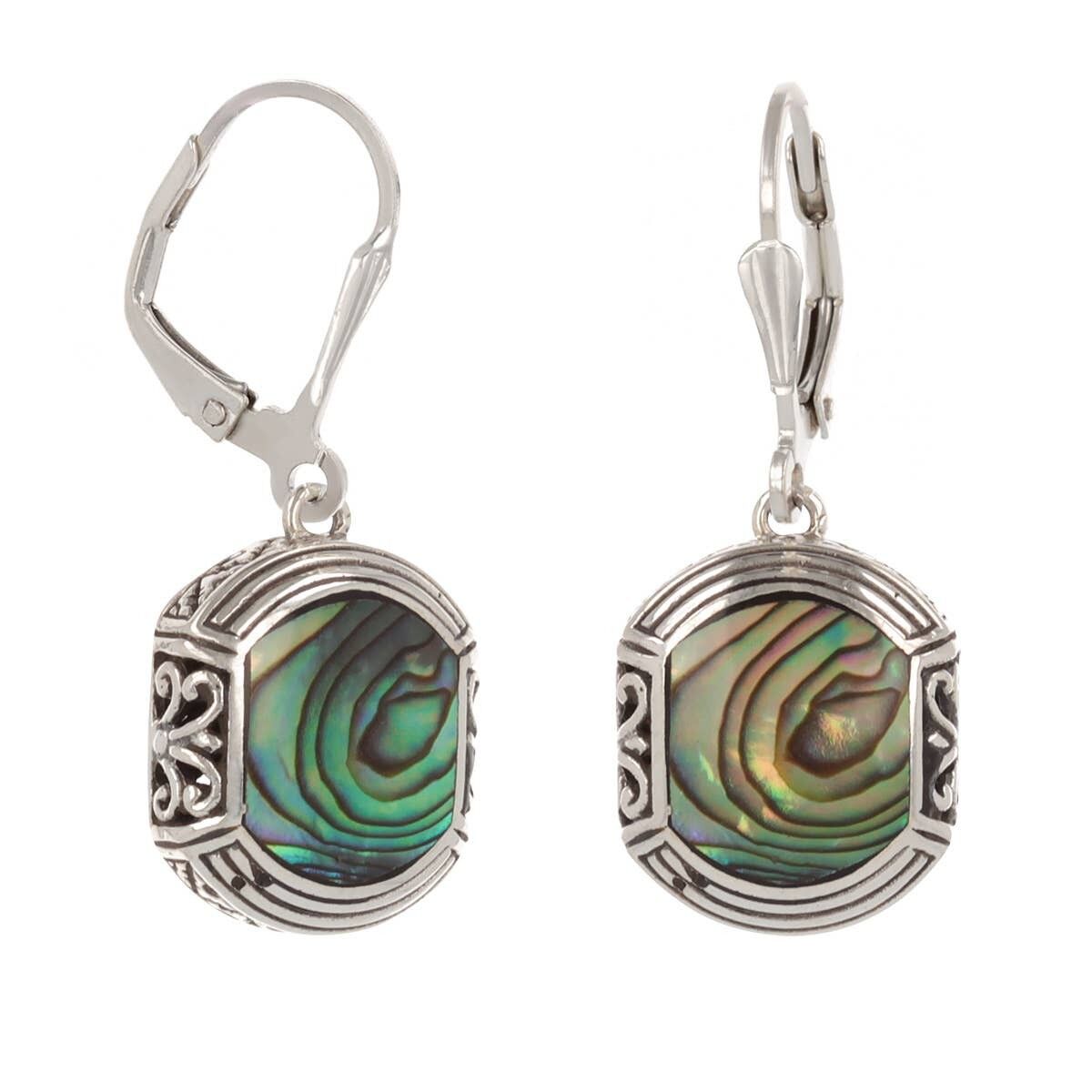 Mother of Pearl Green Earrings. Silver. Best Selling French Brand, Aden Bijoux.