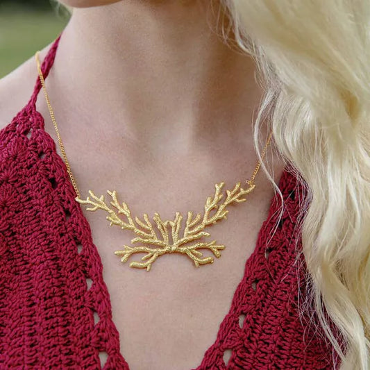 Tide: Gold Plated Coral Necklace. Best Selling Spanish Brand, Acus.