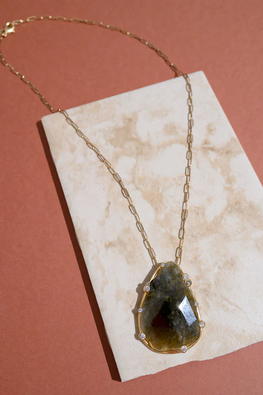 Best Selling USA Brand. Rare Matters. Labradorite Organic Teardrop Gemstone Pendant Necklace. Sustainable Jewelry.