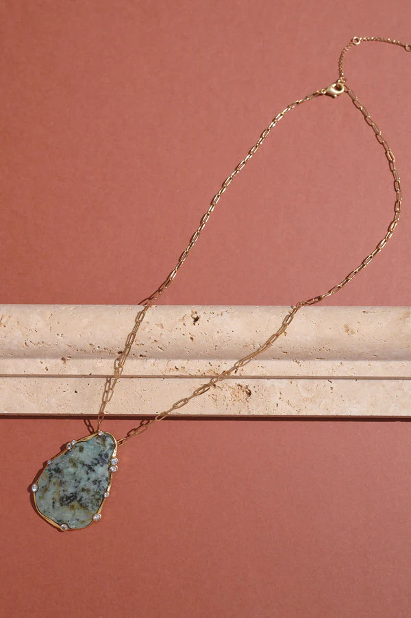 Best Selling USA Brand. Rare Matters. African Turquoise Teardrop Gemstone Pendant Necklace. Sustainable Jewelry.