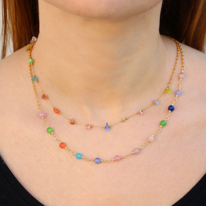 Anartxy Jewelry. Multi Colored Crystal Bead Necklace.