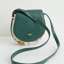 Fable England. Botanical Pumpkin Green Saddle Bag.