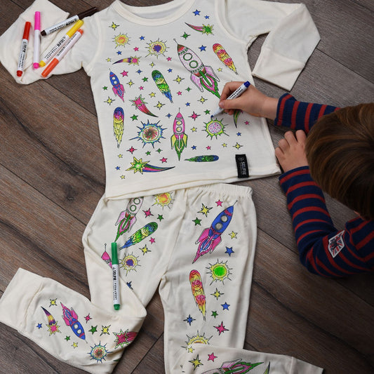 Space Adventure Colour In Pyjamas by Selfie Clothing