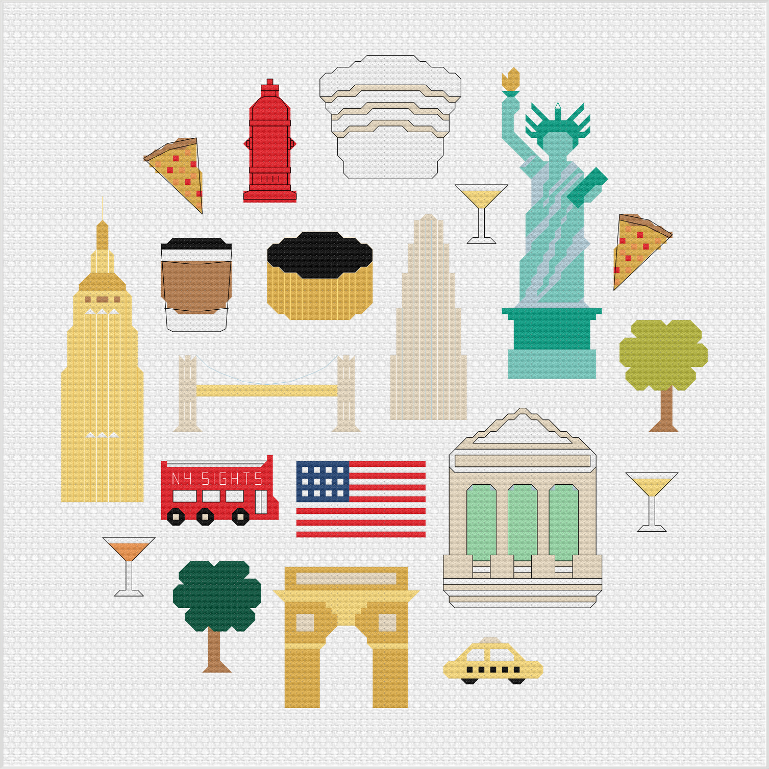 New York Cross Stitch Full Kit  by Meloca Cross Stitch Kit Designs