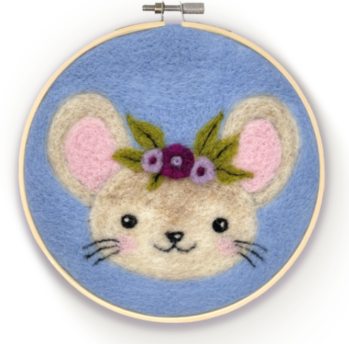 The Crafty Kit Company - Floral Mouse in a Hoop Needle Felting Kit