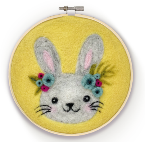 The Crafty Kit Company - Floral Bunny in a Hoop Needle Felting Kit