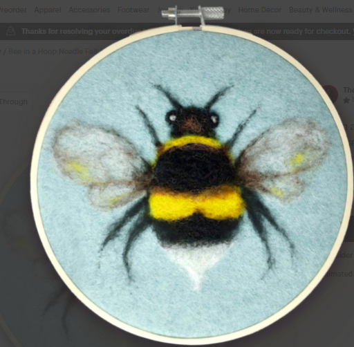 The Crafty Kit Company - Bee in a Hoop Needle Felting Kit