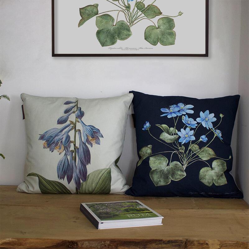 Koustrupco - Blue Hosta pillow cover 100% organic cotton