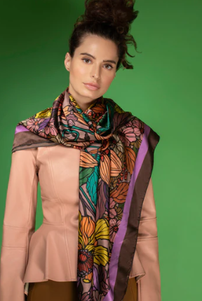 Nuvula. Golden garden delights silk scarf